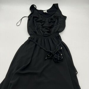 Cache Little Black Dress Ruffles, tie waist detail, sheer over jersey size XS